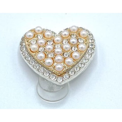 Sparkling Heart with Rhinestones and Pearls Croc Charm