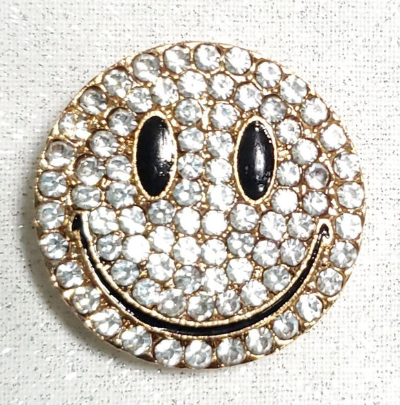 Gold Studded with Rhinestones Smiley Shoe Charm