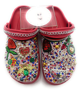 Custom OES Bling Red Crocs  WITH DESIGNER CHARMS