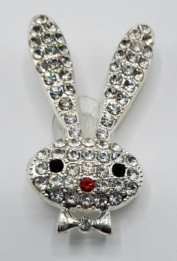 Silver Sparkling Bunny with Bow Croc Charm
