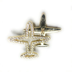 Gold Sparkling Airplane Shoe Charm