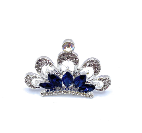 Blue Studded Crystal Crown Shoe Charm