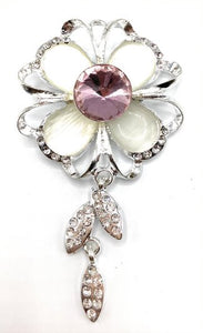 White Pink Crystal Flower Shoe Charm