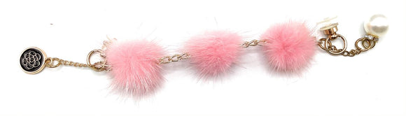 Pink Fur Chain Croc Charm