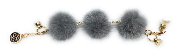 Gray Fur Chain Shoe Charm