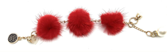 Red Fur Chain Croc Charm