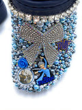 Custom Frozen Fleece Blue Full Bling Clogs With Designer Charms