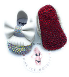 Baby Girl Bling Moccasin Red Bottoms Shoes 0-3 mos.