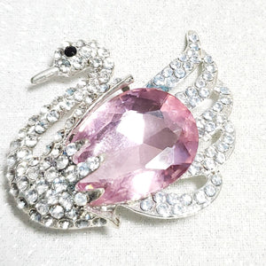 Sparkling Swan with Rhinestones and Pink Crystal Croc Charm