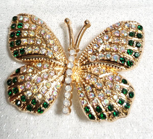 Gold Green Beaded Butterfly Croc Charm