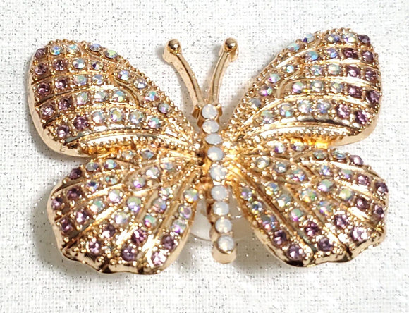 Gold Violet Beaded Butterfly Croc Charm