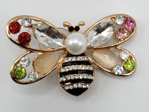 Black Bee Studded with Multi Colored Rhinestones Shoe Charm