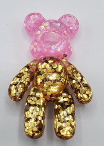 Gold Pink Teddy Bear Shoe Charm