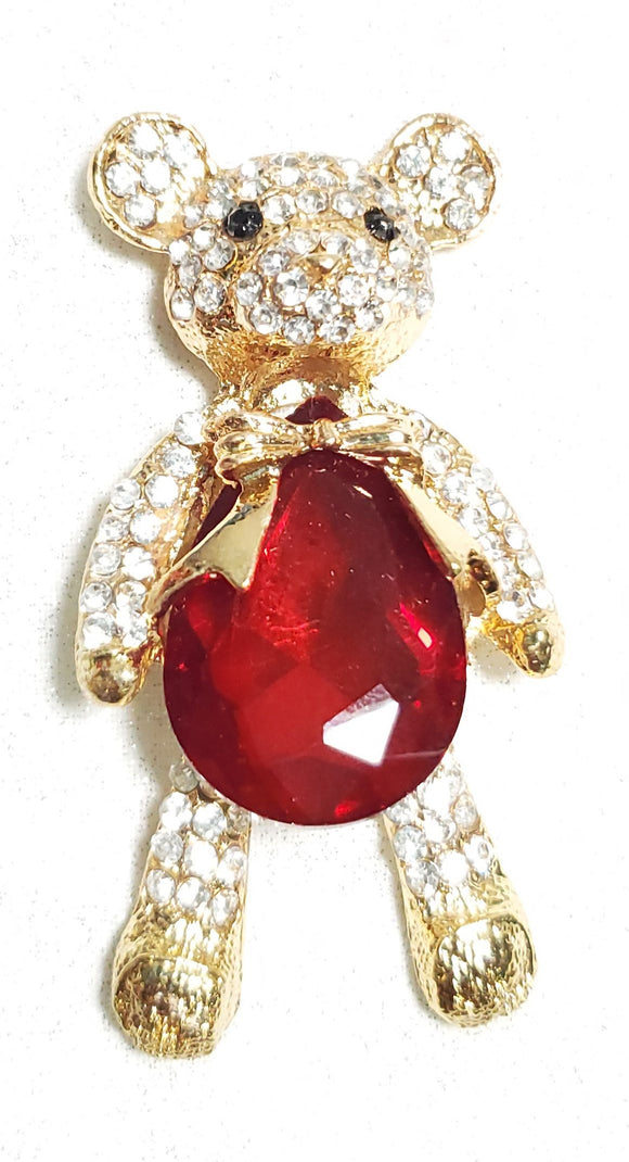 Rhinestones Studded Bear with Red Crystal Shoe Charm