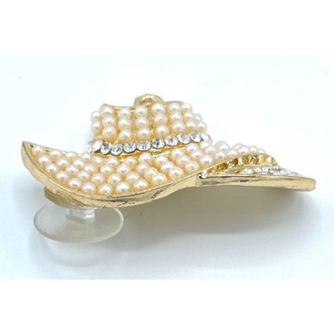 Gold Hat with Pearls Shoe Charm