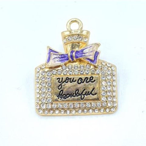 You are Beautiful Violet Gold Bottle Croc Charm