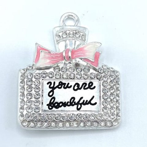 You are Beautiful Pink Silver Bottle Croc Charm