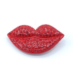 Rhinestones Studded Red Lips Shoe Charm