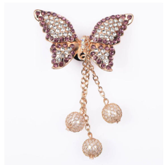 Pink Butterfly with Pearl Drop Croc Charm