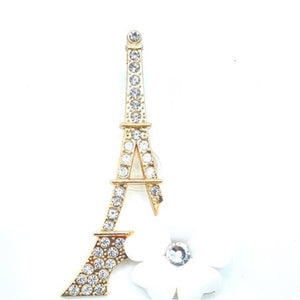 Eiffel Tower with White Flower Shoe Charm