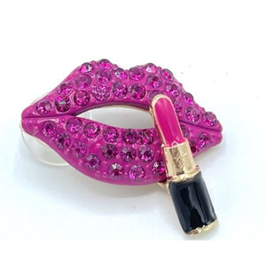 Dark Pink Lips and Lipstick Shoe Charm