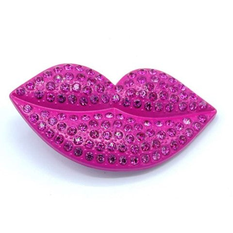Dark Pink Lips Studded Rhinestones Shoe Charm