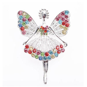 Multi Colored Silver Ballerina Butterfly Croc Charm