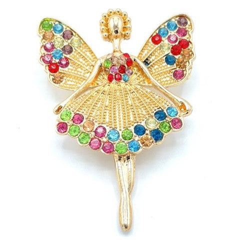 Multi Colored Gold Ballerina Butterfly Croc Charm