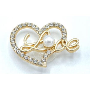 Gold Sparkling Heart and Love with White Pearl Shoe Charm