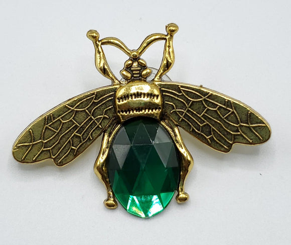 Gold Bee with Green Crystal Shoe Charm