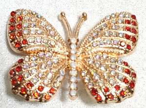 Gold Red Beaded Butterfly Croc Charm