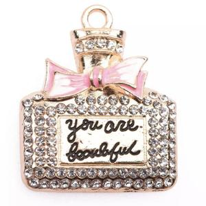 You are Beautiful Pink Gold Bottle Croc Charm