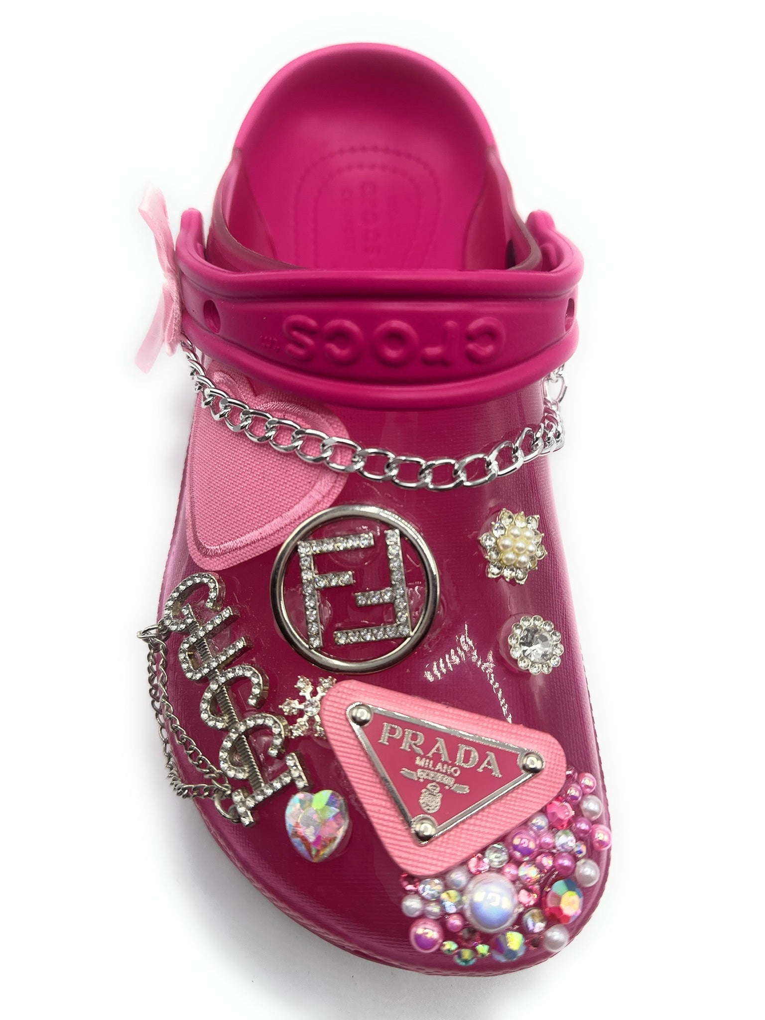 HOT PINK TRANSLUCENT CROCS WITH DESIGNER CHARMS – PinkIce Novelty