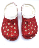Bling Red Rhinestone on White Clogs Adults