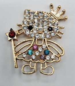 Gold Rhinestone Studded Kitty Princess Croc Charm