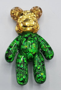 Green Gold Teddy Bear Shoe Charm